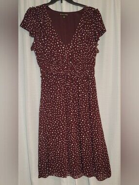 Always Indigo Burgundy Polka Dot Midi Dress 2X